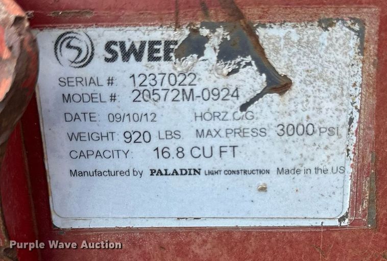 image for item EB2968 2012 Sweepster 20572M-0924 skid steer sweeper