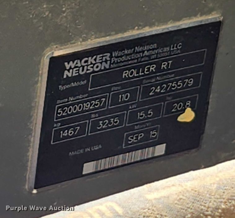 image for item EC1132 2015 Wacker Neuson Roller RT trench compactor