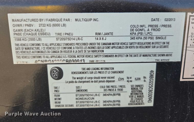 image for item EC1133 2013 Multiquip 45 generator