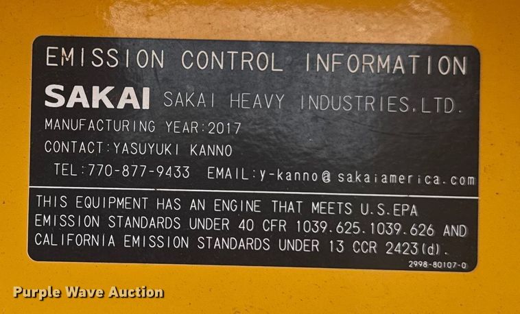 image for item ED1482 2017 Sakai SW850ND-II double drum vibratory roller