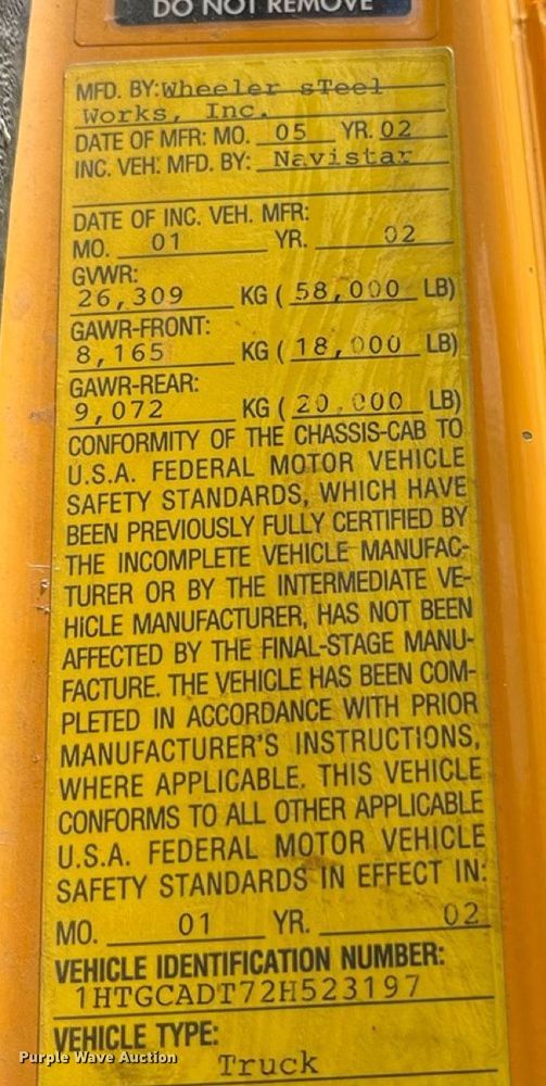 image for item ED2191 2002 International 2554 dump truck