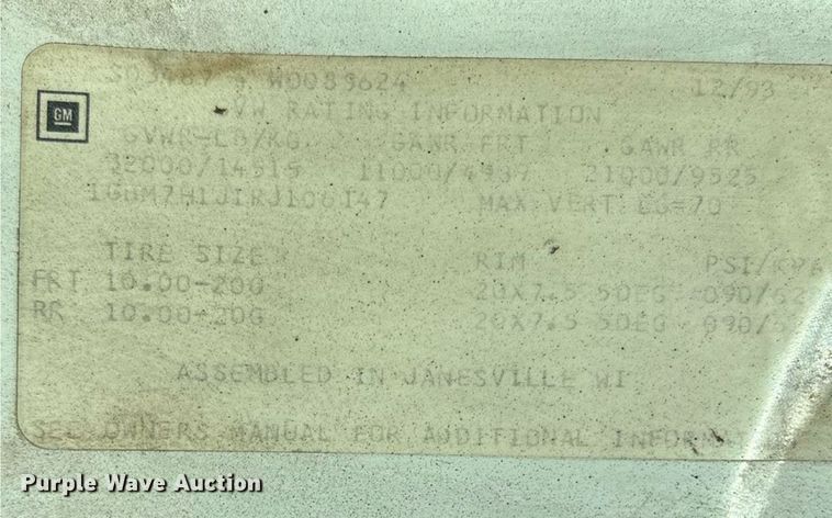 image for item ED2198 1994 Chevrolet Kodiak C6500 tack distributor truck