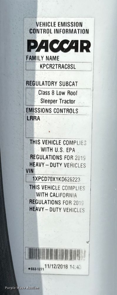 image for item ED5818 2019 Peterbilt 567 dump truck