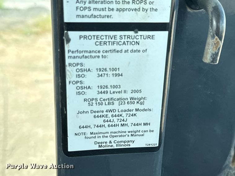 image for item ED5882 2018 John Deere 644K wheel loader