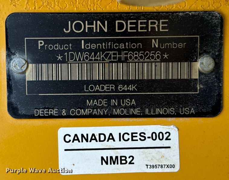 image for item ED5882 2018 John Deere 644K wheel loader