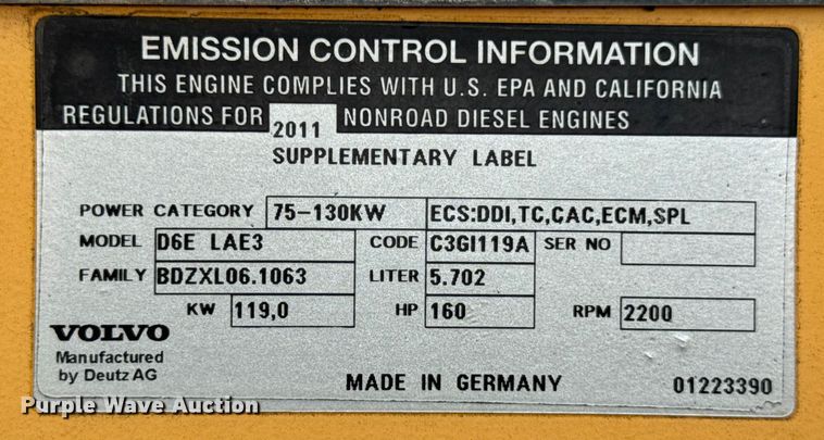 image for item EF2120 2012 Volvo L90F wheel loader