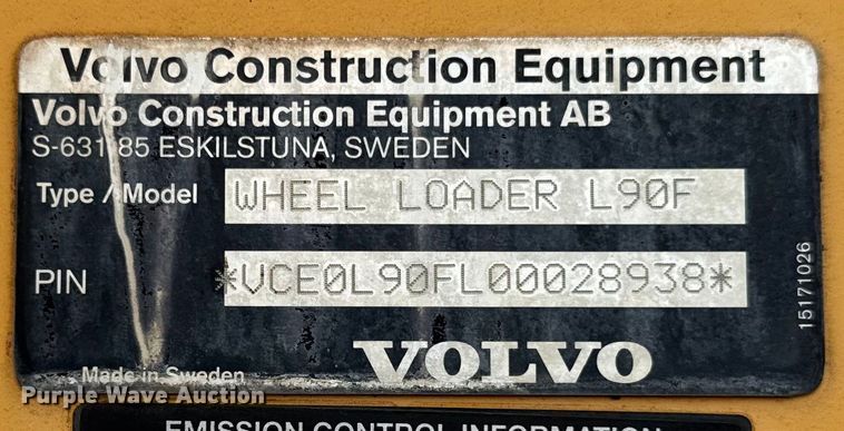 image for item EF2120 2012 Volvo L90F wheel loader