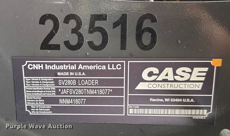 image for item EF2129 2023 Case SV280B skid steer loader