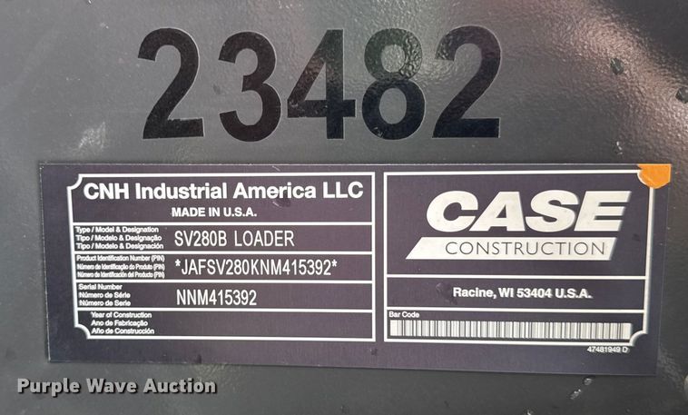 image for item EF2131 2023 Case SV280B skid steer loader