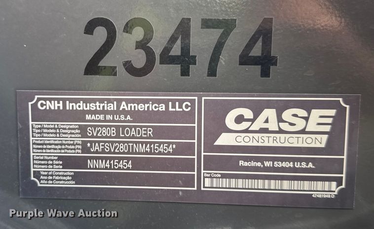 image for item EF2132 2023 Case SV280B skid steer loader