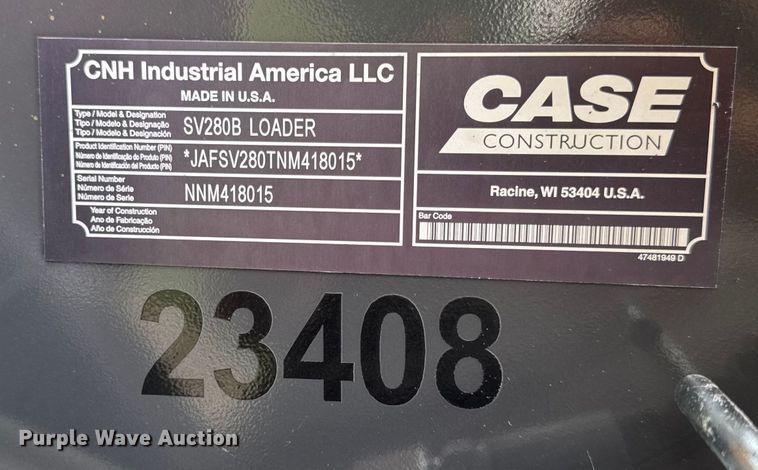 image for item EF2133 2023 Case SV280B skid steer loader