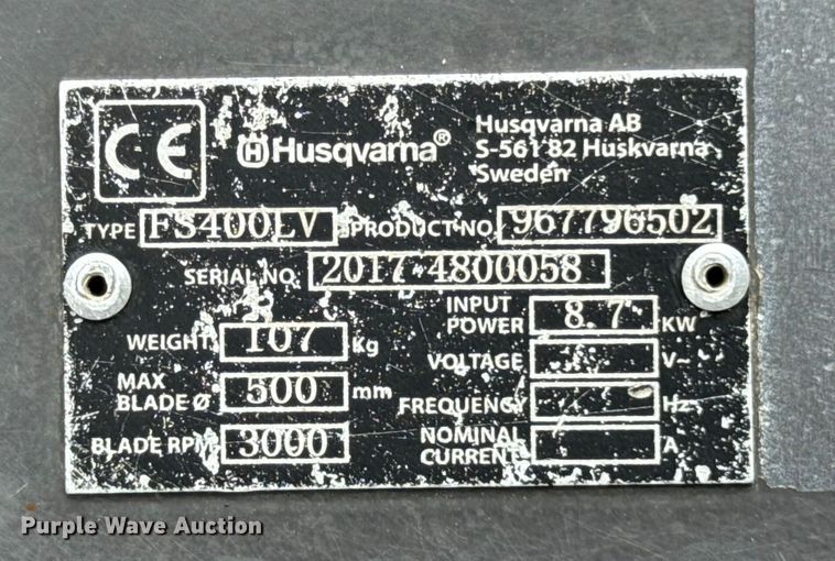 image for item EF2143 2017 Husqvarna FS400LV concrete saw