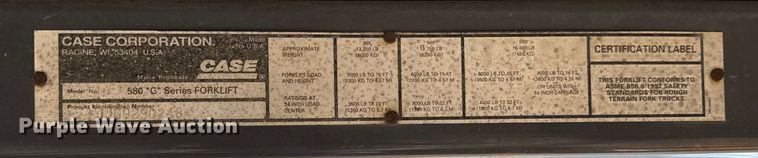 image for item EF2158 1999 Case 586G forklift