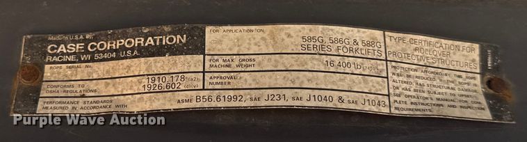 image for item EF2158 1999 Case 586G forklift