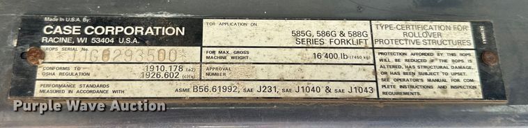image for item EF2159 2006 Case 586G forklift
