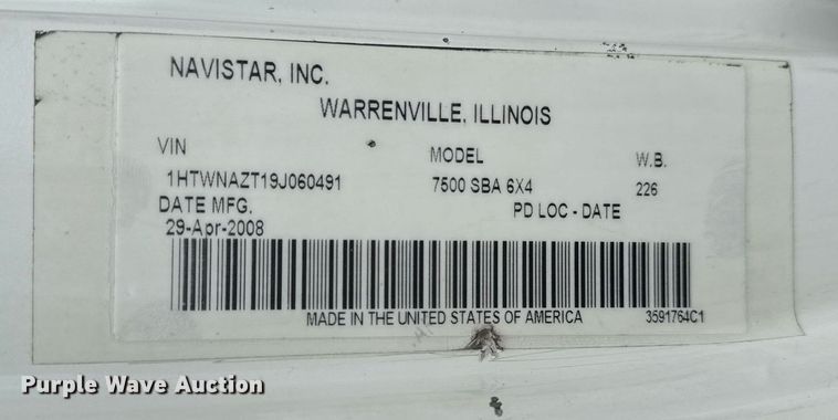 image for item EG5923 2009 International 7500 crane truck