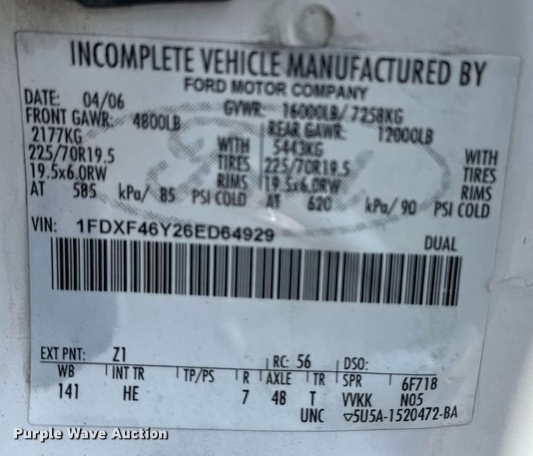 image for item EG5987 2006 Ford F450 Super Duty bucket truck