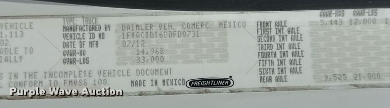 image for item EG6034 2013 Freightliner Business Class M2 Crew Cab utility / service truck