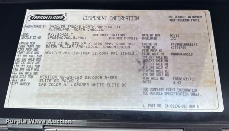 image for item EG6046 2012 Freightliner Cascadia vacuum truck