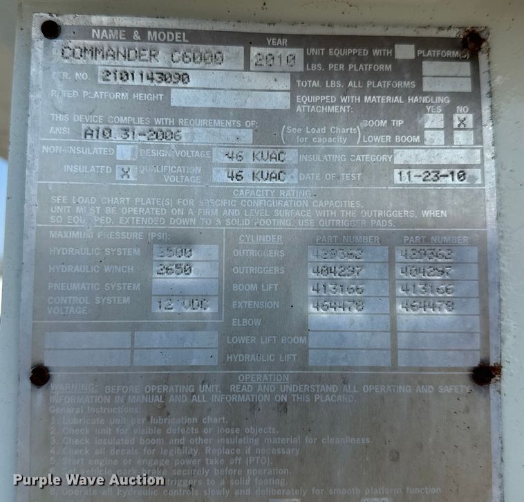 image for item EG6112 2011 International WorkStar 7400 digger derrick truck