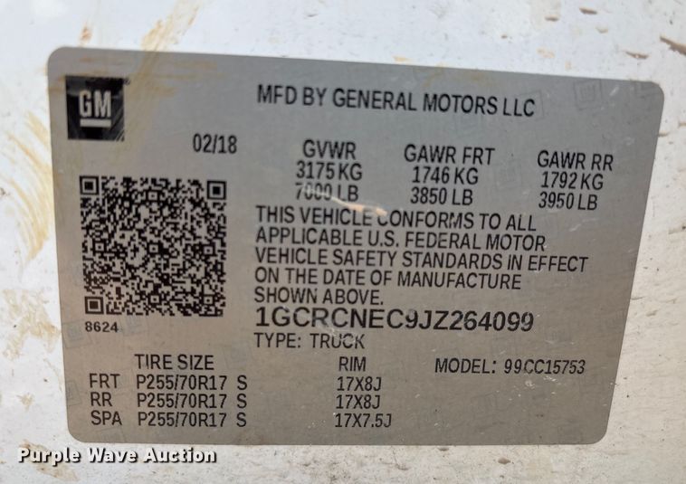 image for item EM0541 2018 Chevrolet Silverado 1500 Double Cab pickup truck