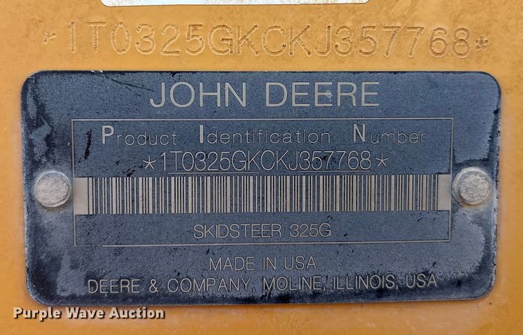 image for item EM0587 2019 John Deere 325G tracked skid steer loader