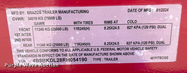 image for item EM2229 2024 Brazos 40 Pitboss bottom dump trailer