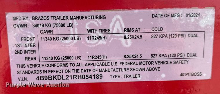 image for item EM2230 2024 Brazos 40 Pitboss bottom dump trailer