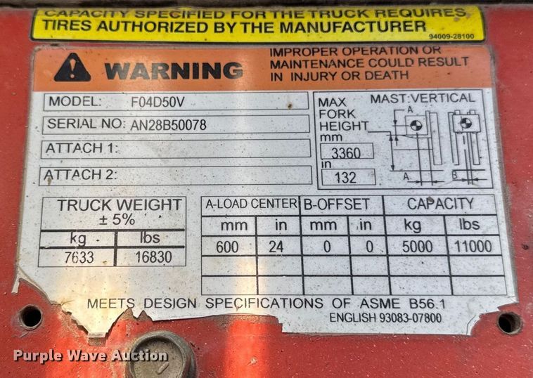 image for item EM2325 Nissan 110 forklift