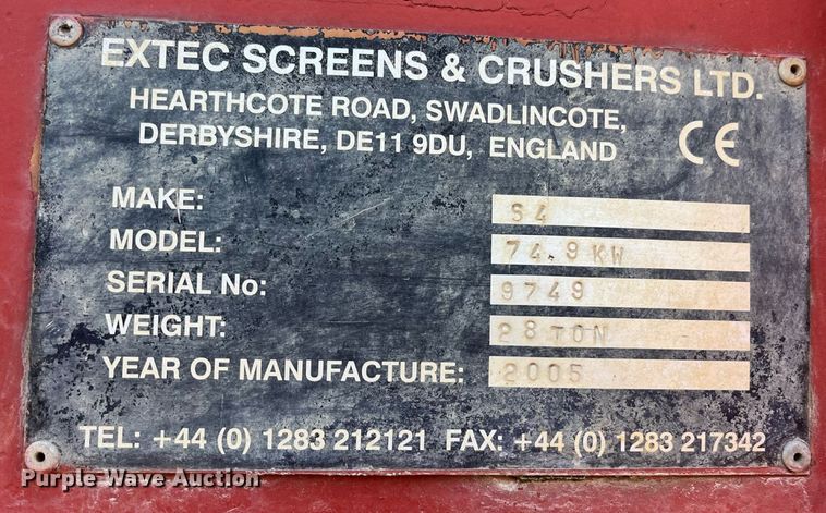 image for item EN5523 Extec 74.9 KW screening plant