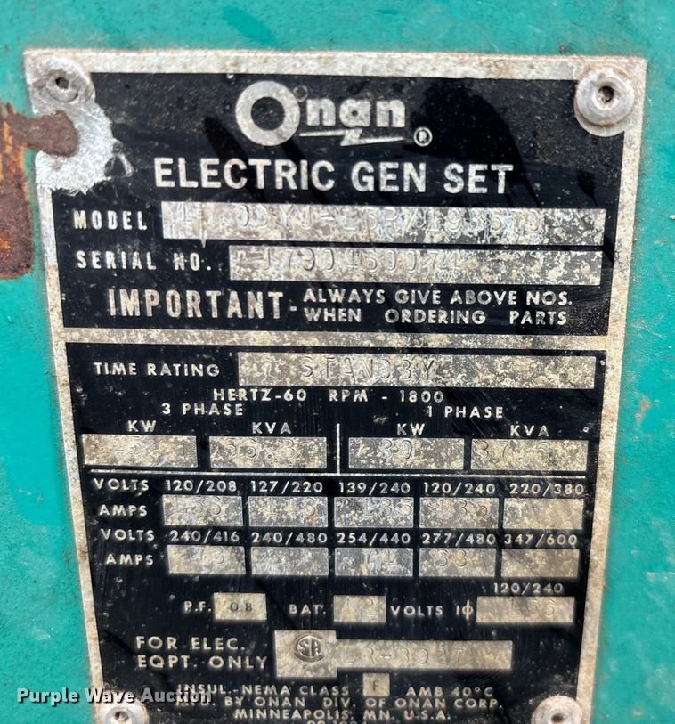 image for item EN5543 Onan 45/DYJ generator