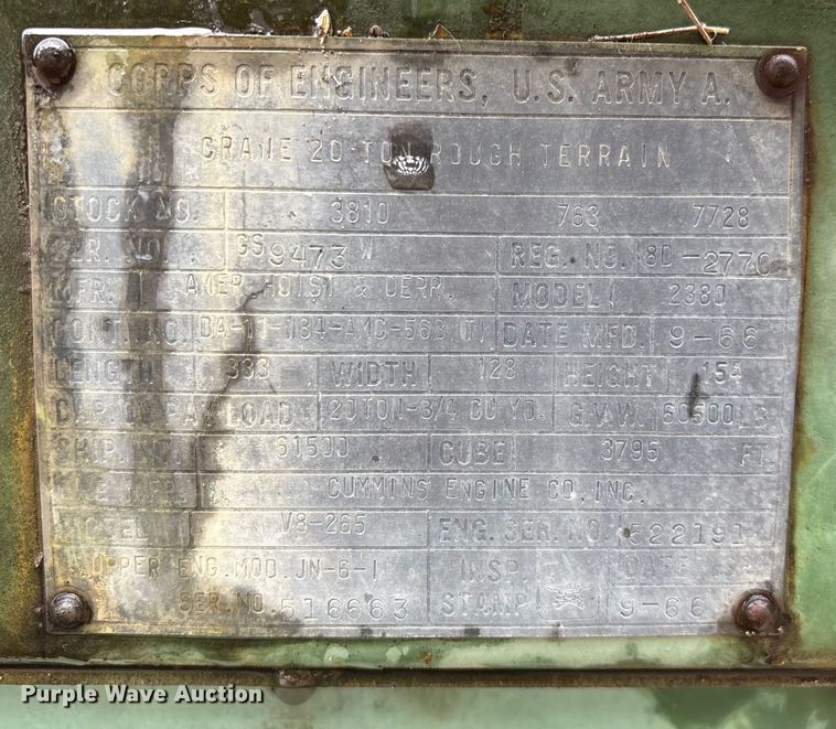 image for item EN5545 1966 American Hoist and Derrick 2380 crane