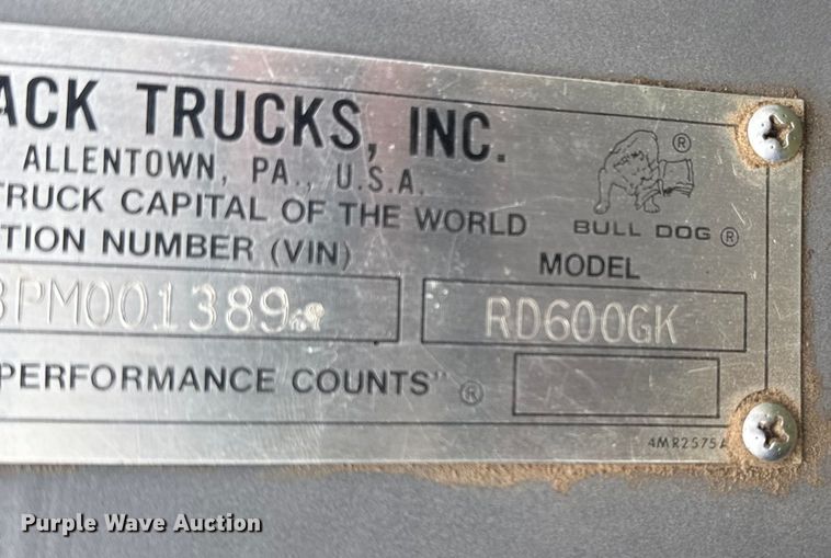 image for item ER2297 1993 Mack RD600GK dump truck