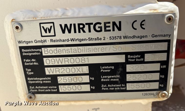 image for item ES7006 2016 Wirtgen WR200XLi soil stabilizer / recycler