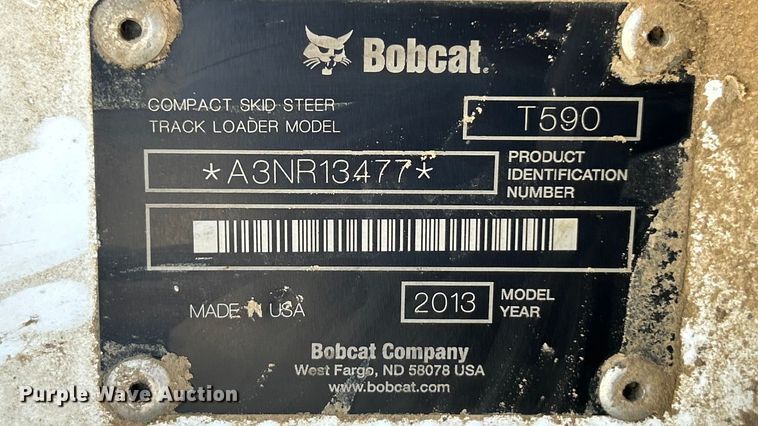 image for item ET3096 2013 Bobcat T590 tracked skid steer loader
