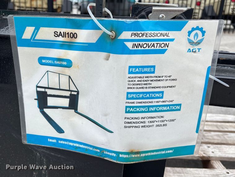 image for item ET4599 AGT SAll100 skid steer forks