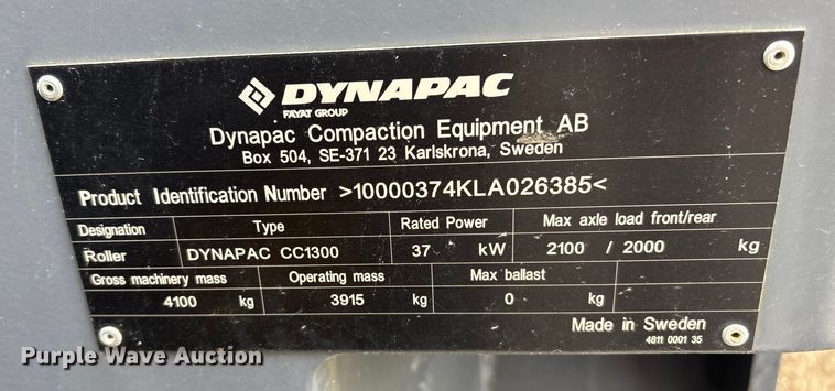 image for item ET8521 2020 Dynapac CC1300 double drum vibratory roller