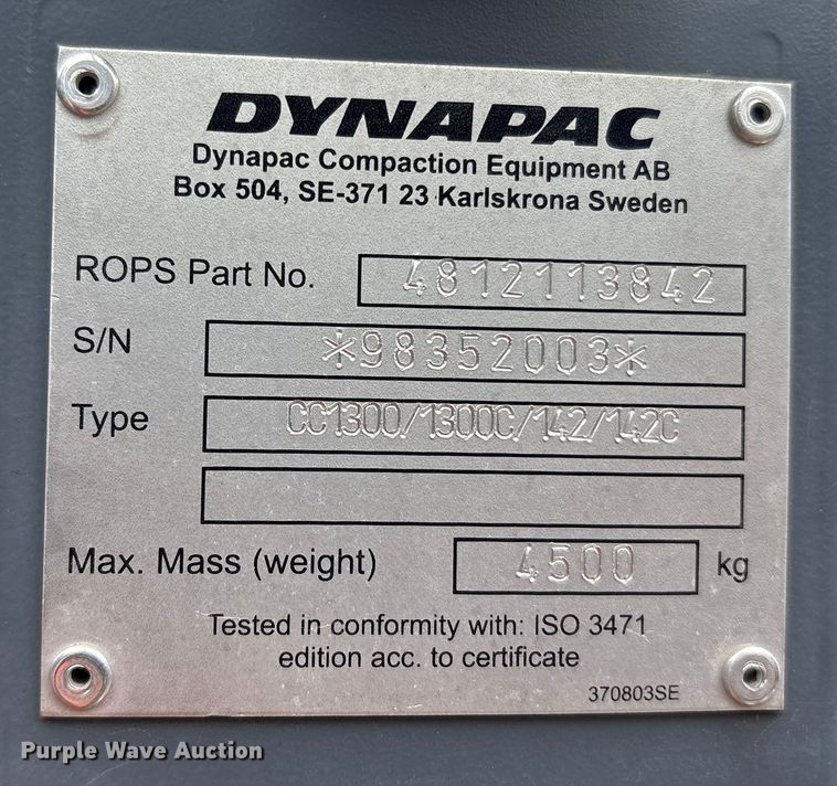 image for item ET8522 2020 Dynapac CC1300 double drum vibratory roller