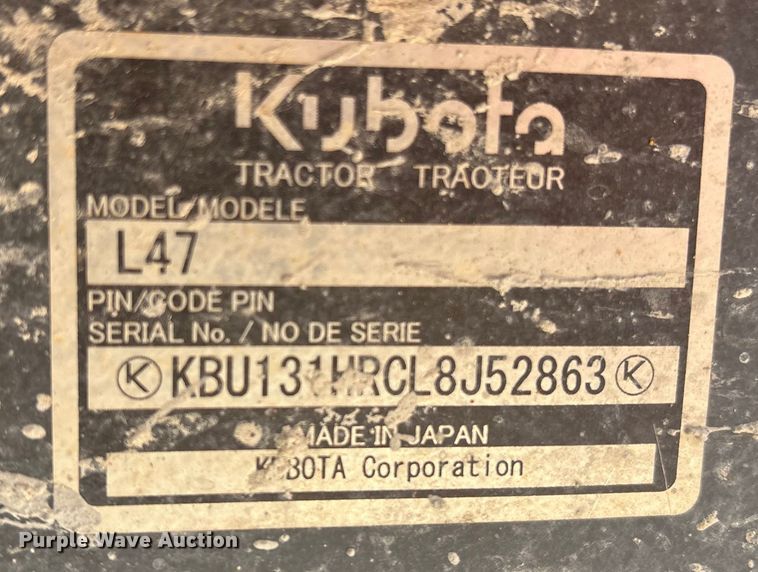 image for item ET8524 2021 Kubota L47 backhoe