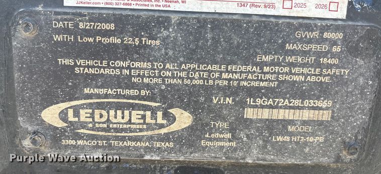 image for item EU0074 2008 Ledwell LW48-HT2-10-PB drop deck hydraulic tail equipment trailer