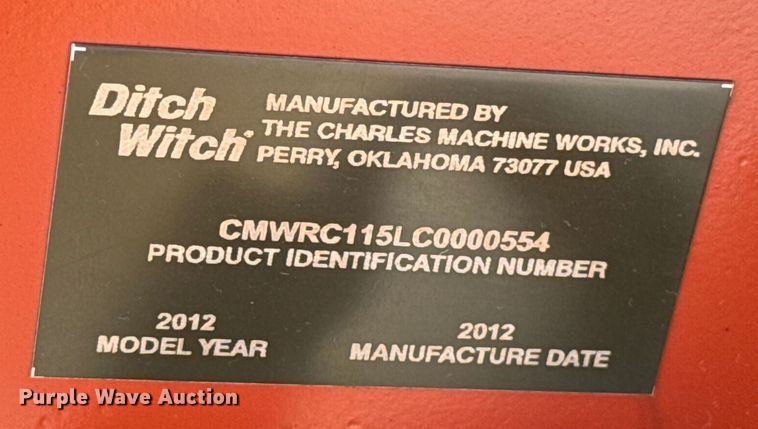 image for item EU2152 2012 Ditch Witch RT115H cable plow