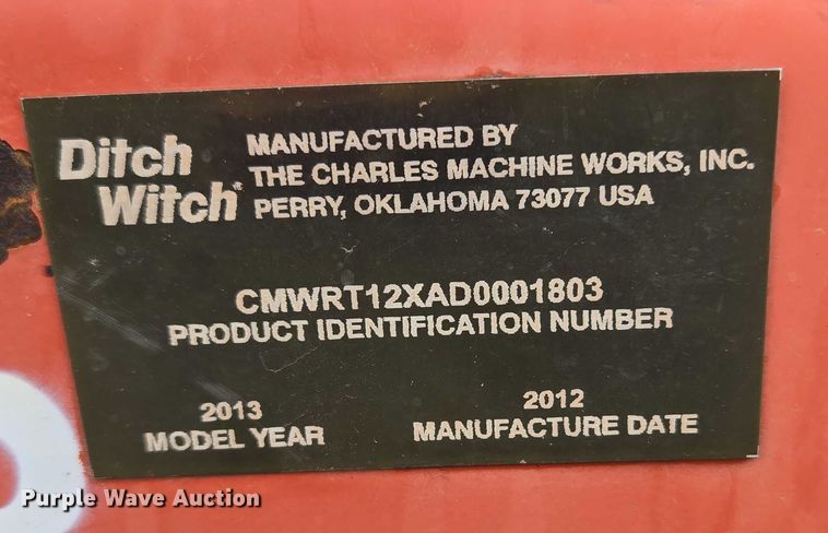 image for item EU3557 2013 Ditch Witch RT12 trencher