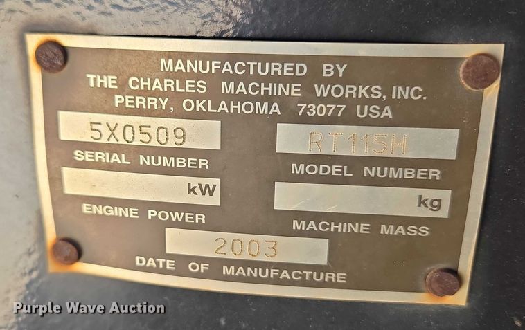 image for item EU3622 2003 Ditch Witch RT115H trencher