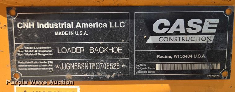 image for item EU3625 2014 Case 580 Super N backhoe