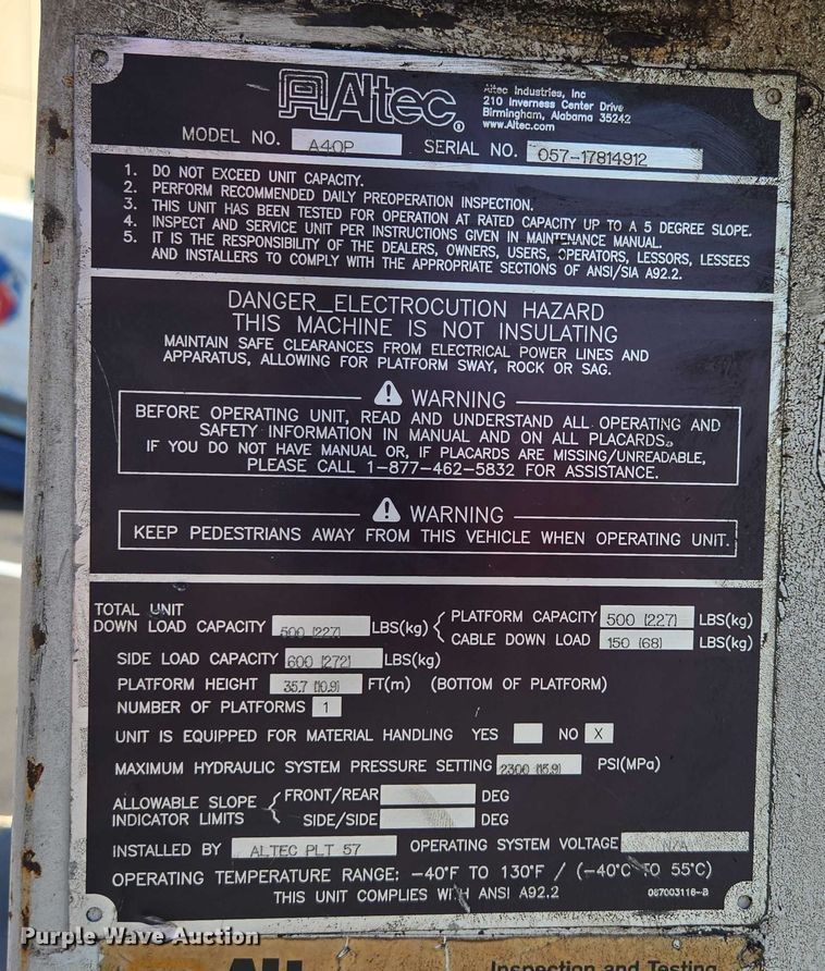 image for item EV1579 2012 International DuraStar 4300 cable placer bucket truck