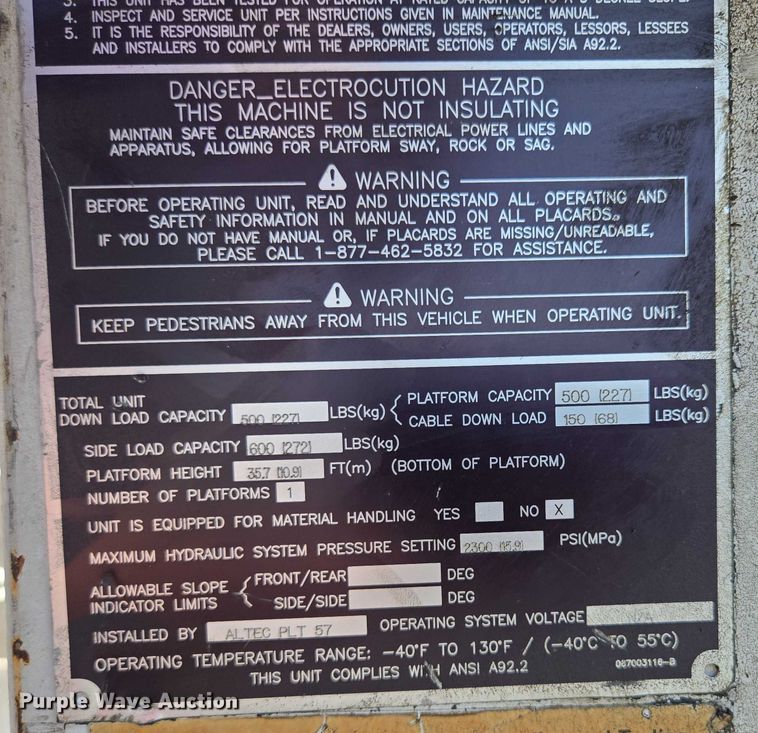 image for item EV1579 2012 International DuraStar 4300 cable placer bucket truck