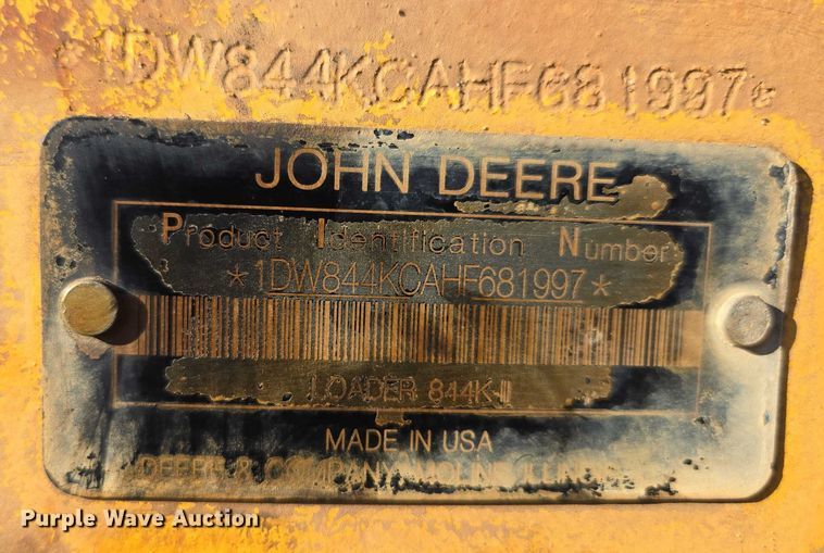 image for item EV1584 2017 John Deere 844K-III wheel loader