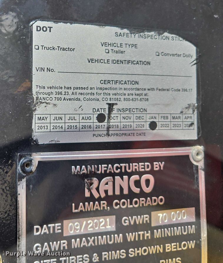 image for item EV1585 2022 Ranco Anvil 25-26QF end dump trailer