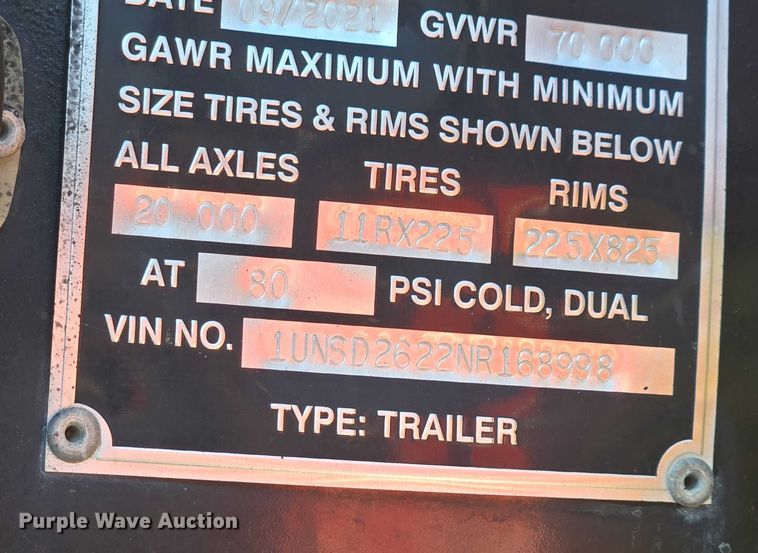 image for item EV1585 2022 Ranco Anvil 25-26QF end dump trailer