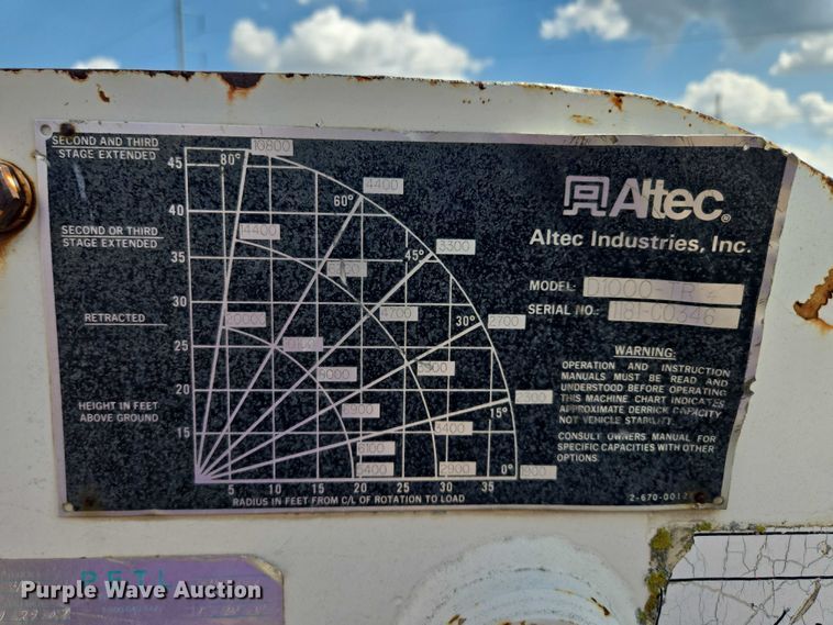 image for item EV1590 1997 Ford F800 digger derrick truck